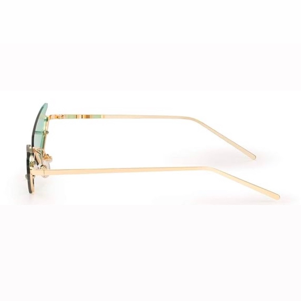 Trendy Y2K Gold and Green Cat Eye Retro Festival Coachella Hot Sunglasses Beach - Picture 3 of 4